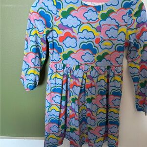 Mini Boden Long Sleeve Rainbow Multi-Color Cloud Dress Size 11-12Y